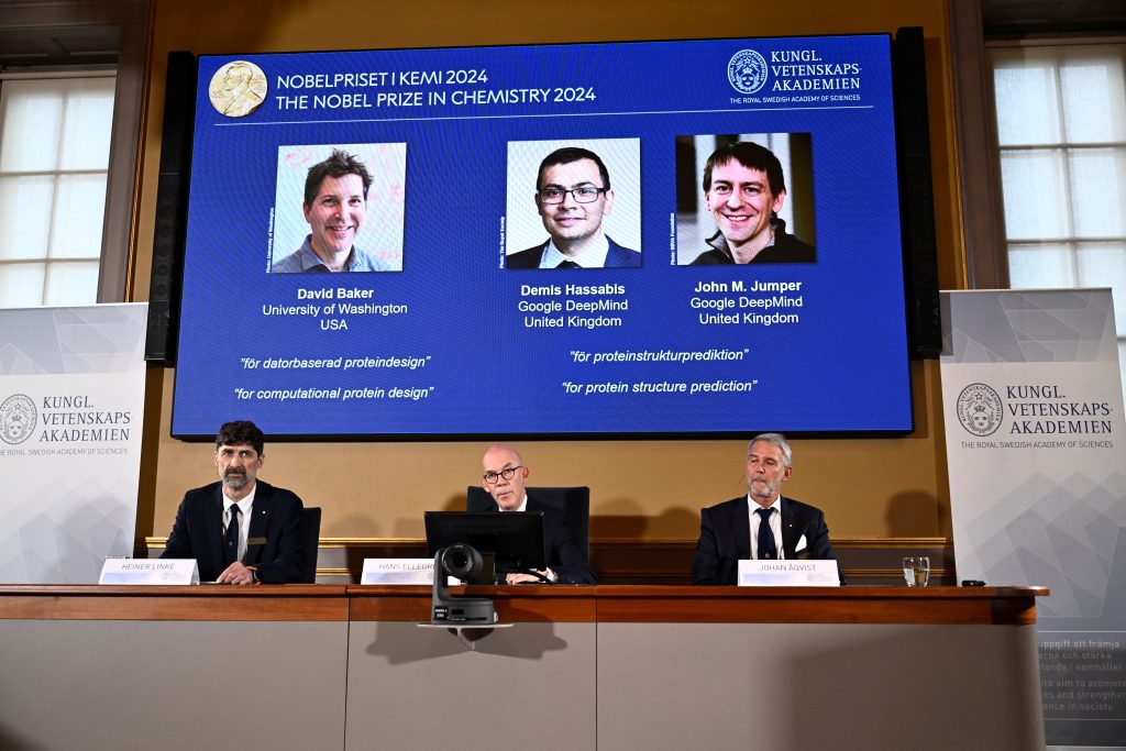 Nobel de Química 2024 vai para trio que decifrou segredos por trás das proteínas com inteligência artificial